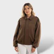 Veste Bomber avec Col Revers et Style Vintage