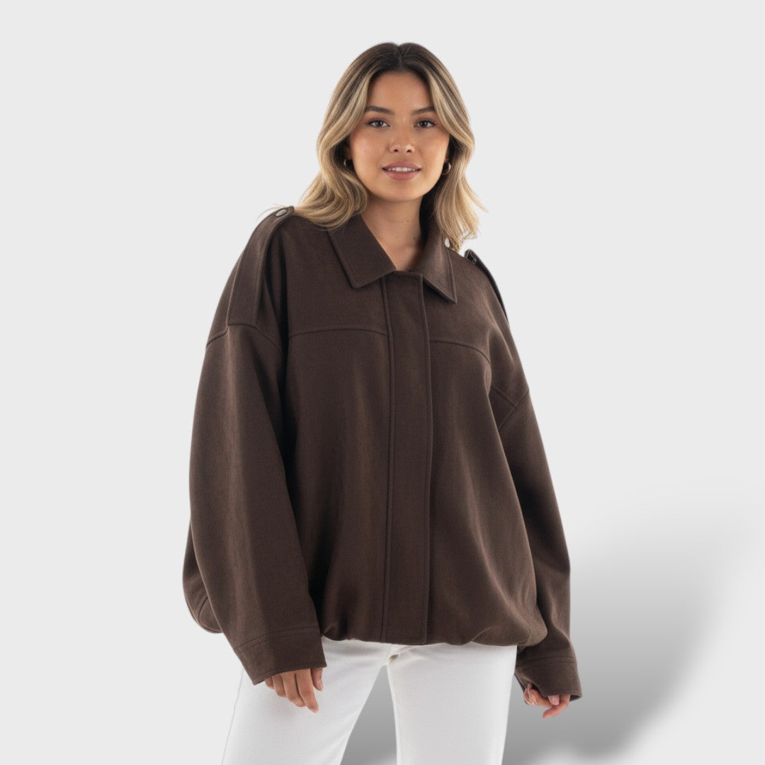 Veste Bomber avec Col Revers et Style Vintage