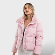 Veste Courte Matelassée avec Col Montant et Rembourrage en Duvet