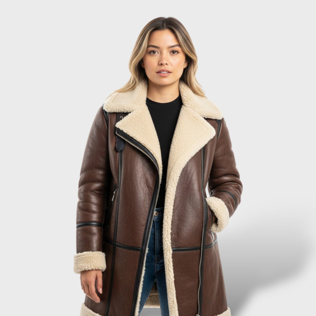 Manteau Vintage Col en Agneau Femme
