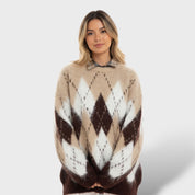 Pull Femme à Carreaux Rétro