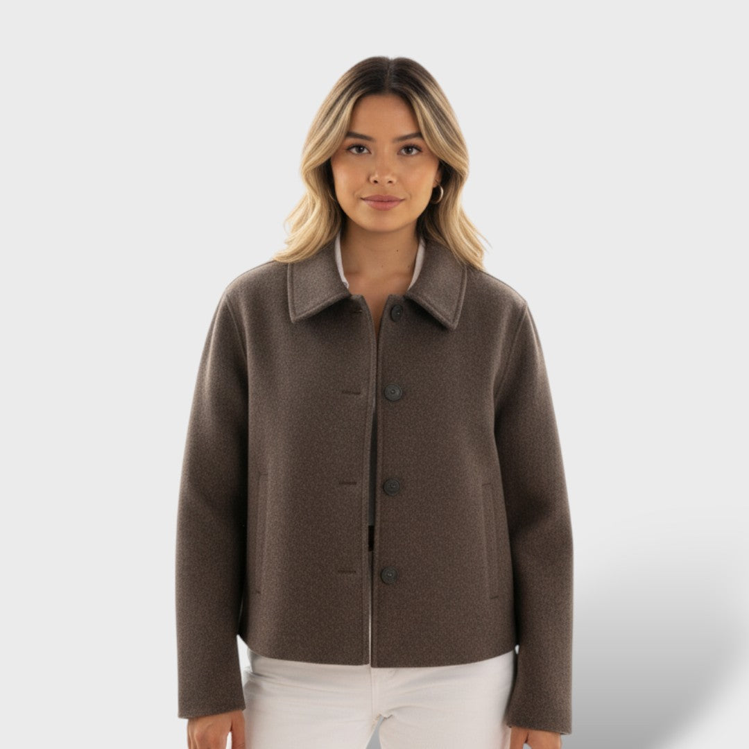 Manteau en Laine avec Revers et Coupe Ample