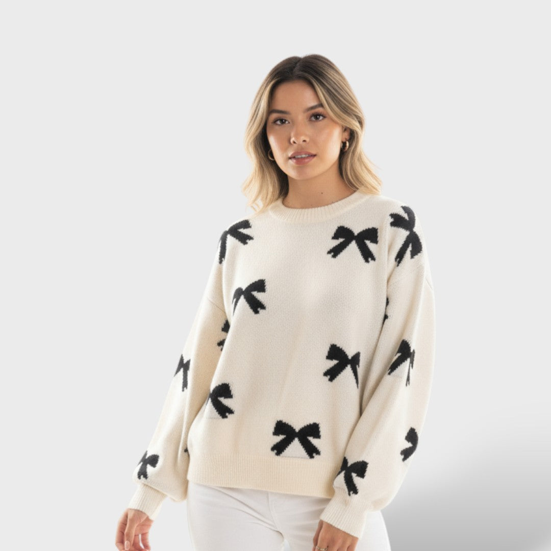 Pull en Maille avec Nœud et Col Rond