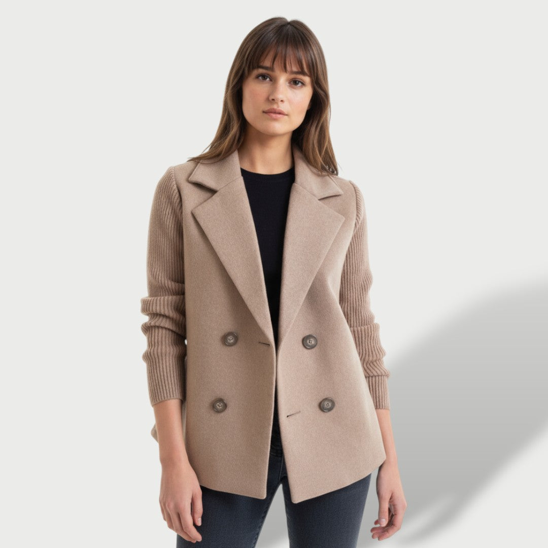 Blazer Femme Élégant Amora avec Manches en Tricot Rayées