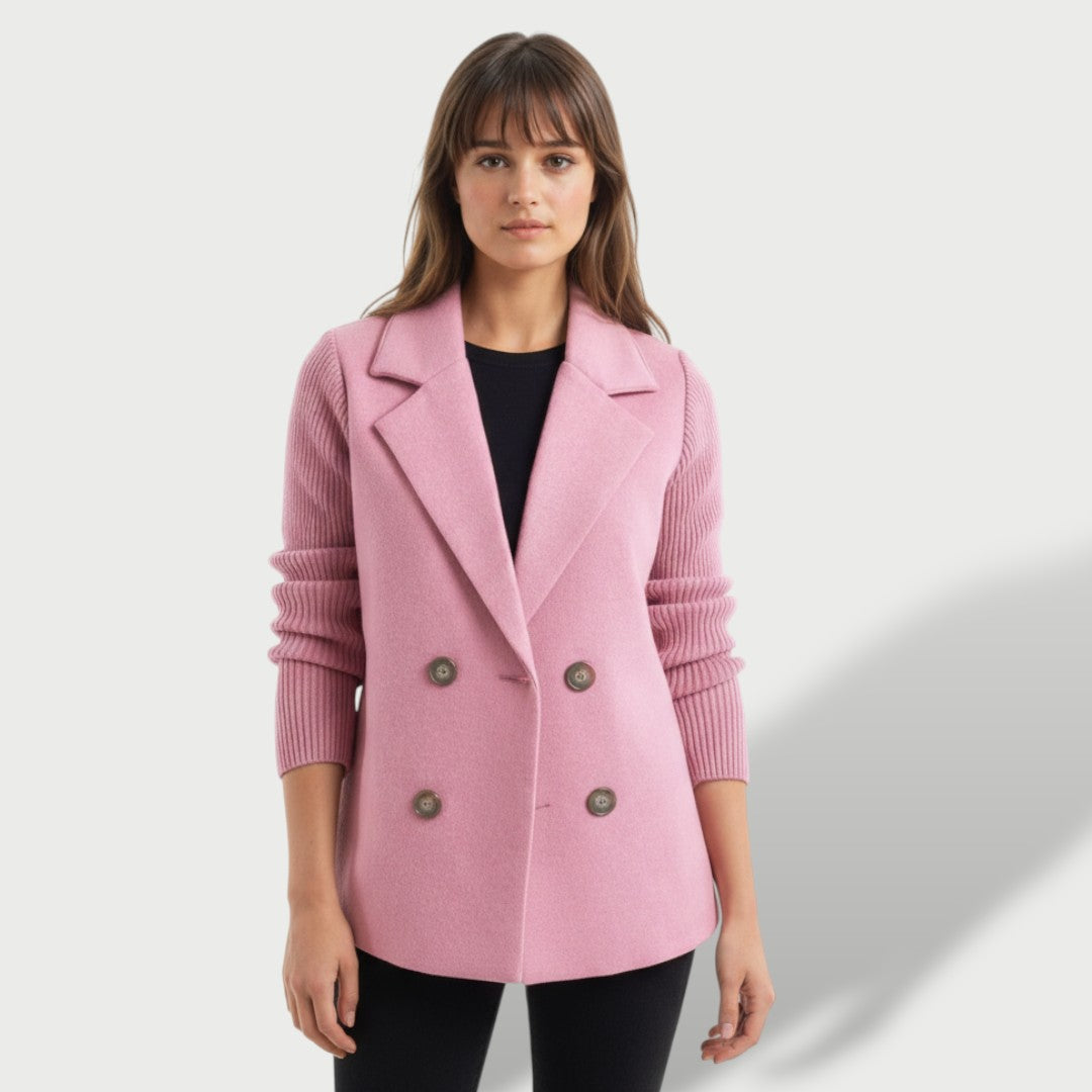Blazer Femme Élégant Amora avec Manches en Tricot Rayées
