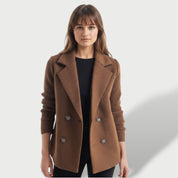 Blazer Femme Élégant Amora avec Manches en Tricot Rayées