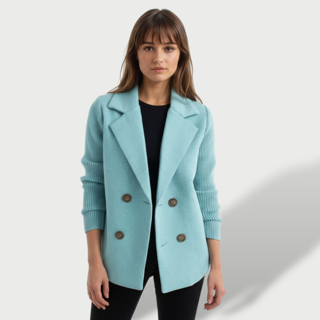 Blazer Femme Élégant Amora avec Manches en Tricot Rayées