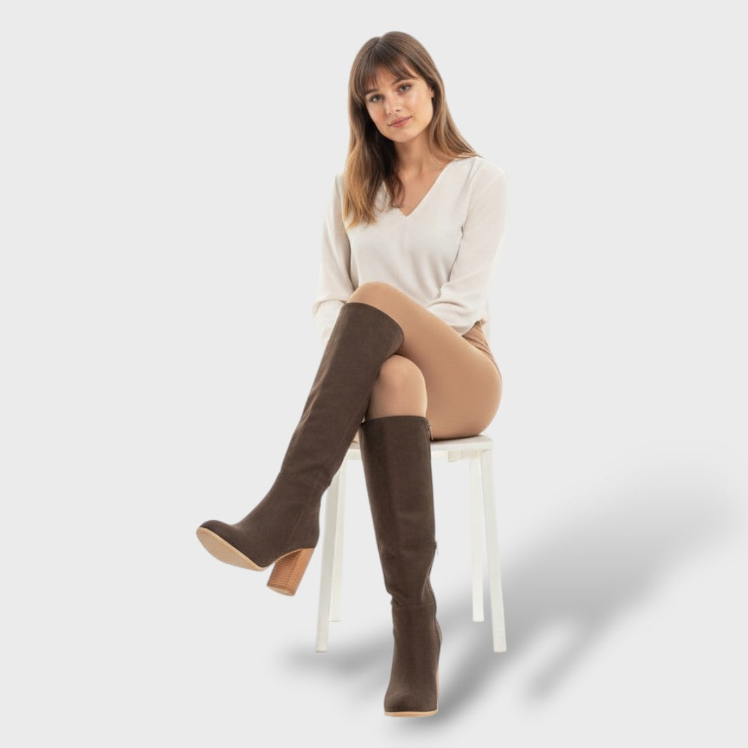 Bottes Cowboy Femme Suède Talon Haut