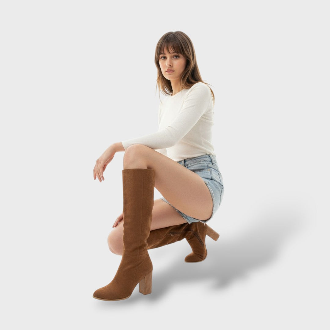 Bottes Cowboy Femme Suède Talon Haut