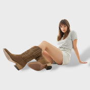 Bottes de Cowboy Femme Brodées en Cuir