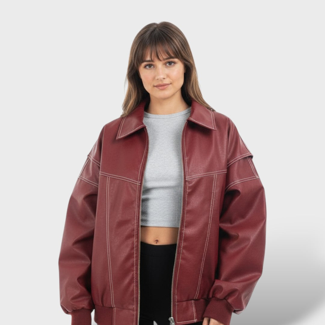 Veste en Cuir Femme Style Rétro