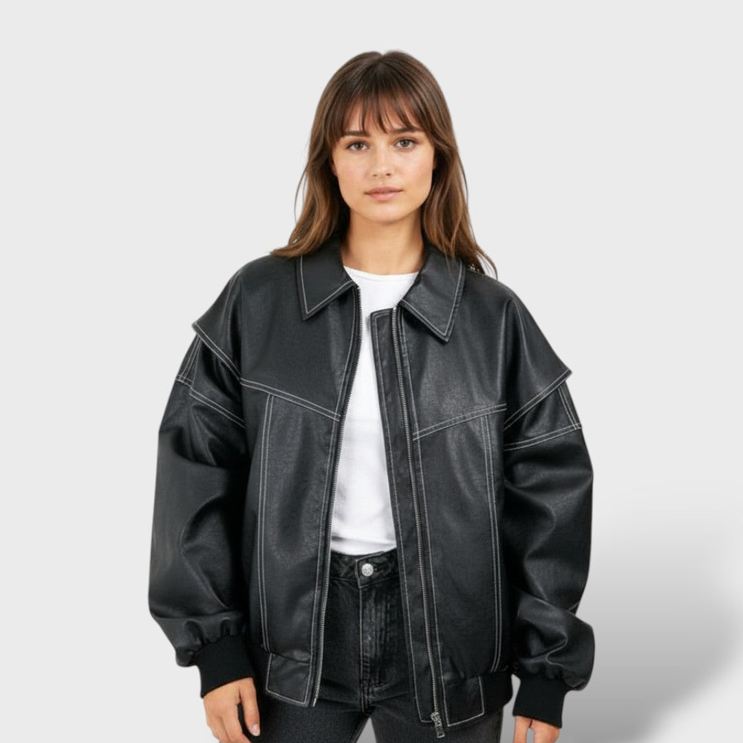 Veste en Cuir Femme Style Rétro