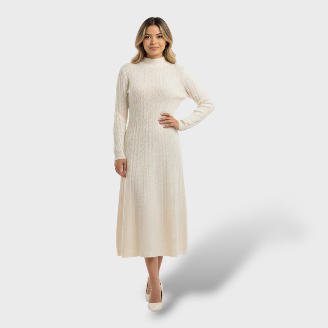 Robe Longue en Laine Mérinos Col Roulé