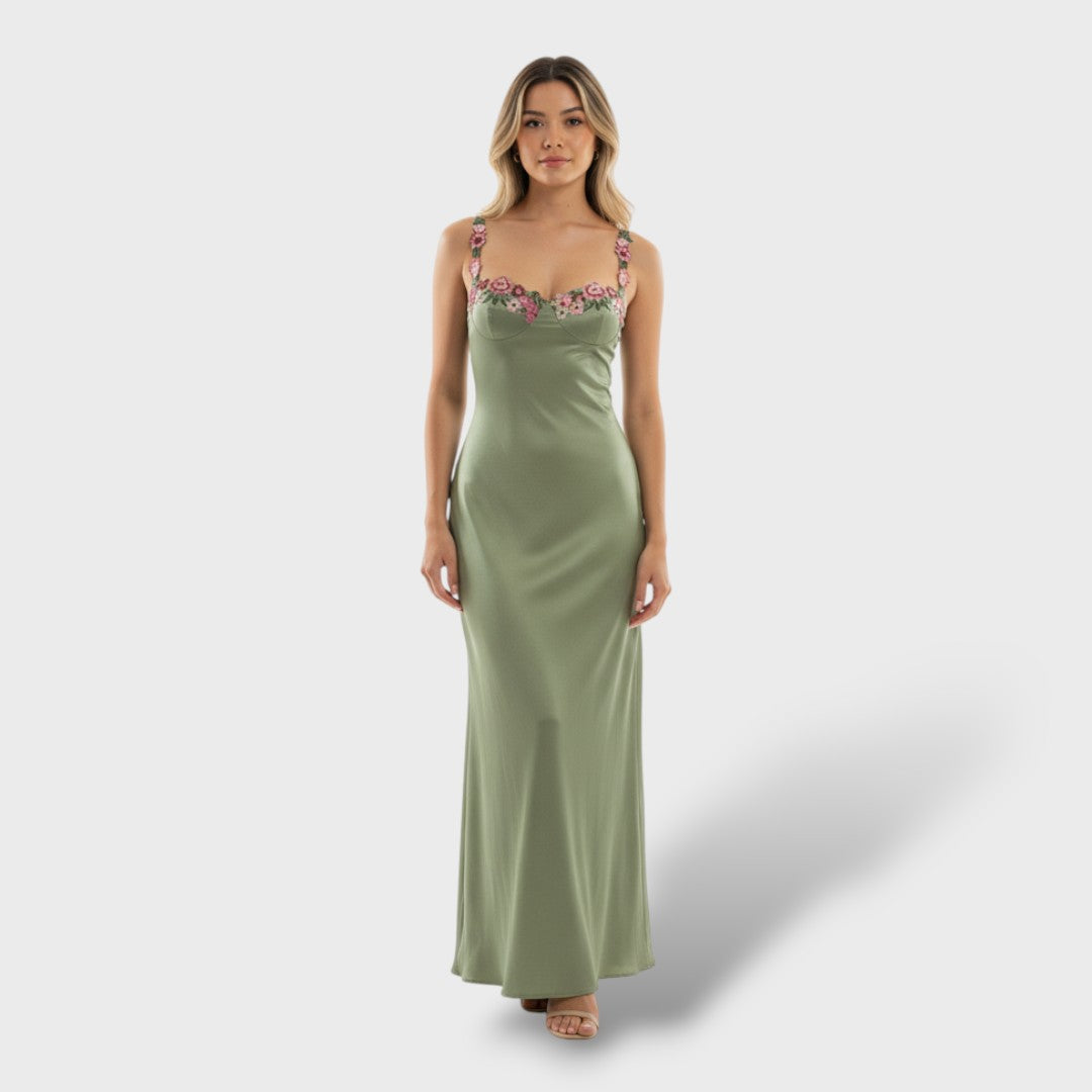 Robe Longue Fleurie Sans Manches Femme Élégante