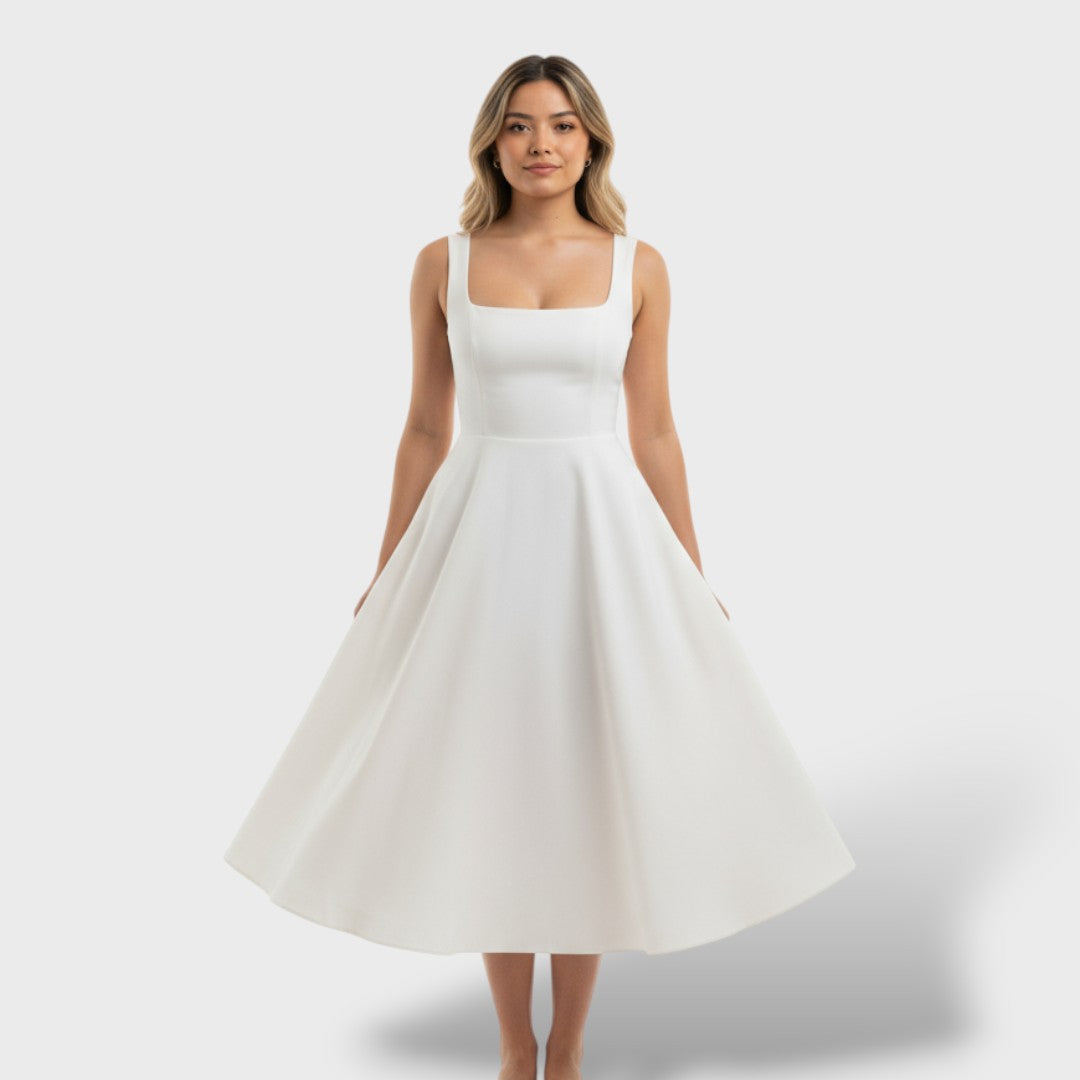 Robe Midi Col Carré Femme