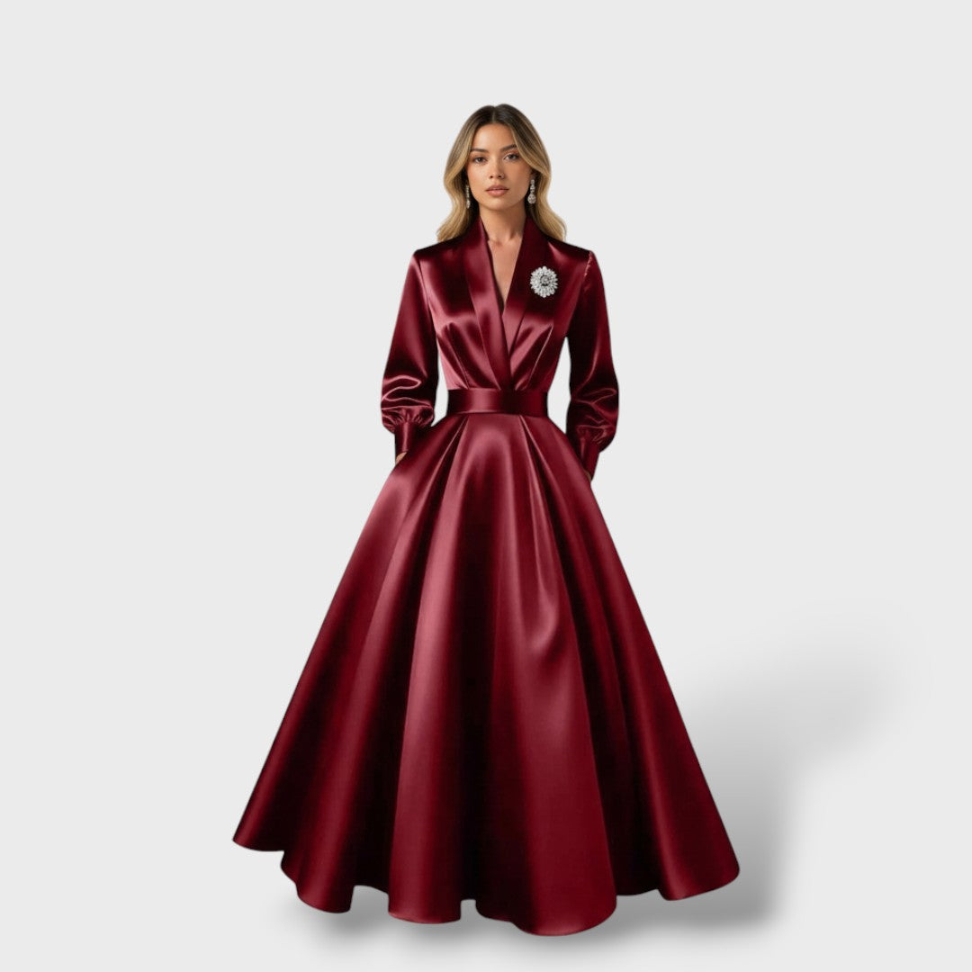 Robe Midi Élégante Décolleté V Femme