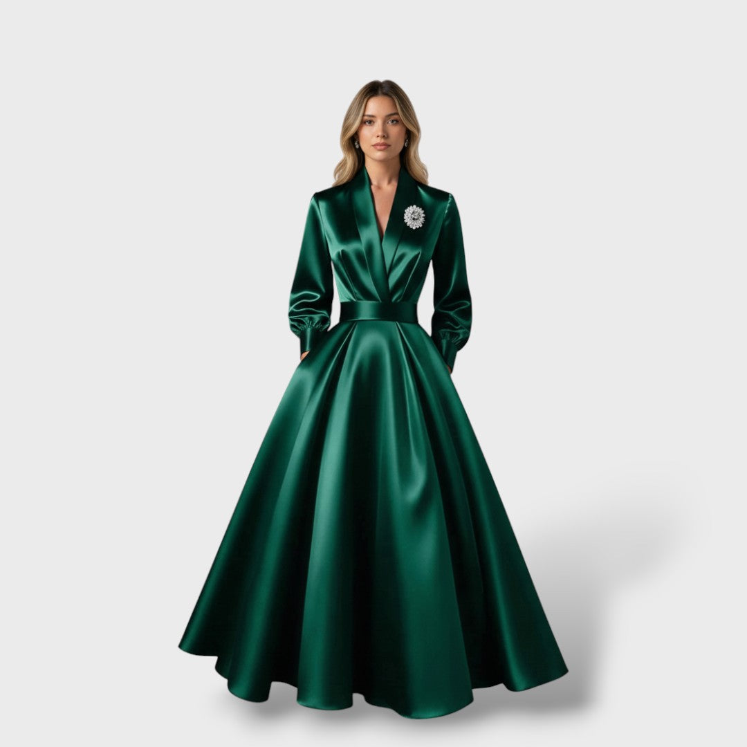 Robe Midi Élégante Décolleté V Femme