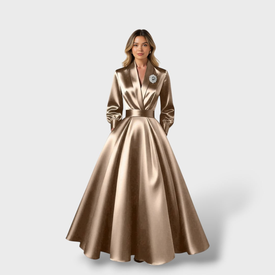 Robe Midi Élégante Décolleté V Femme