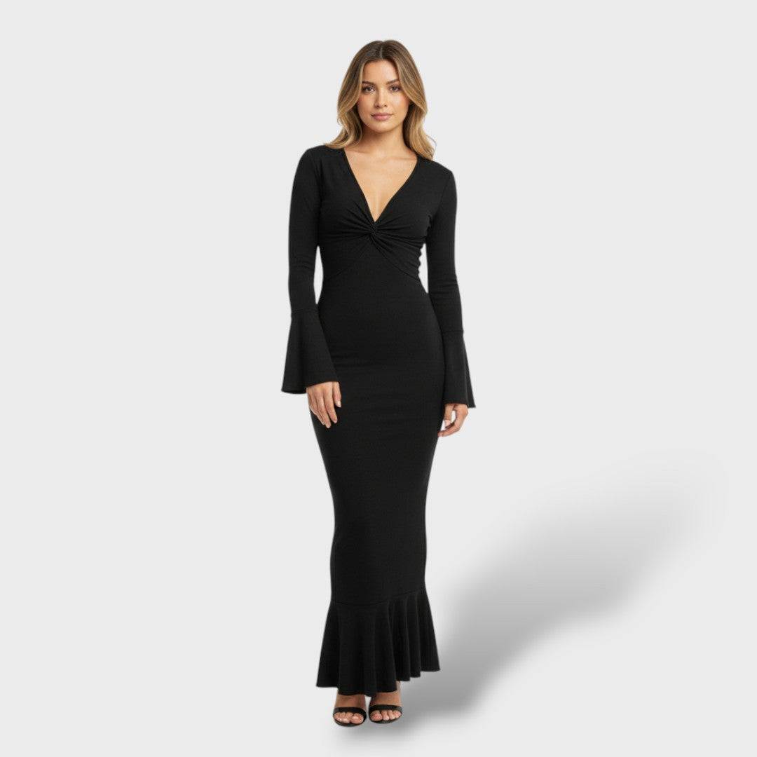 Robe Longue Élégante Décolleté V Femme