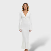 Robe Longue Élégante Décolleté V Femme