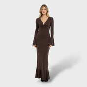Robe Longue Élégante Décolleté V Femme