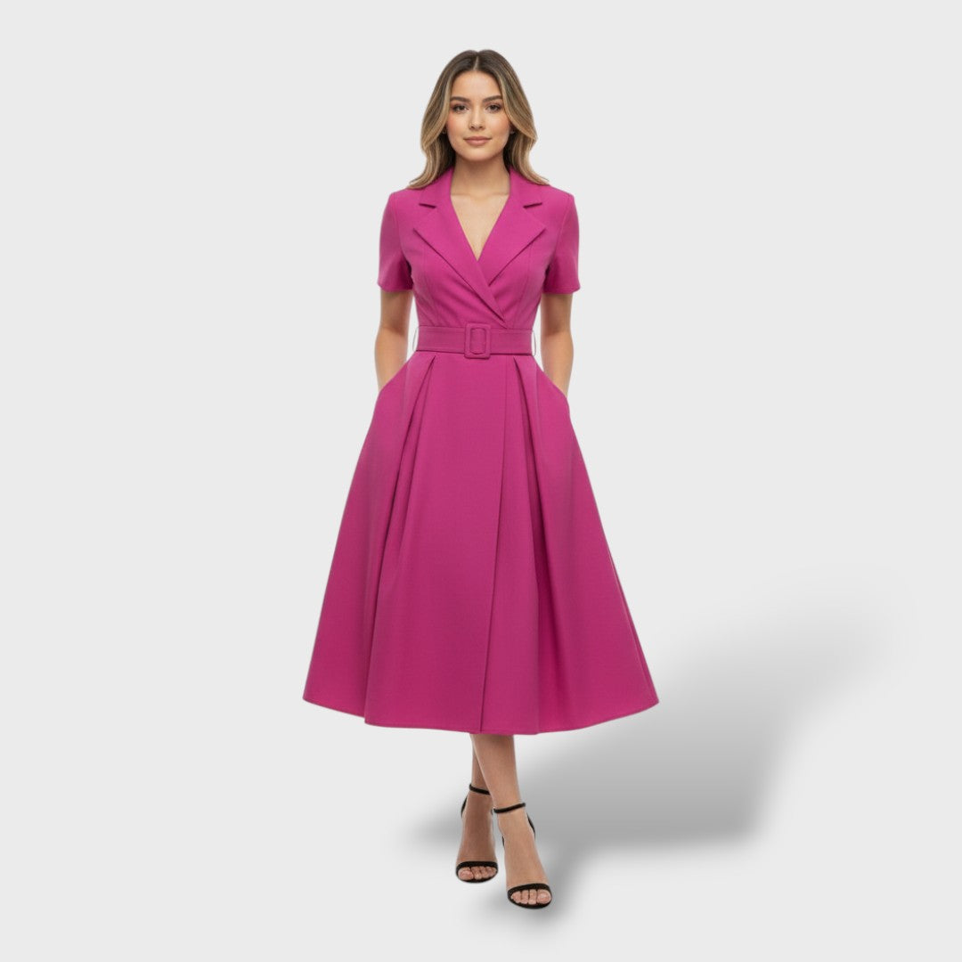 Robe Élégante de Soirée Col Chemise