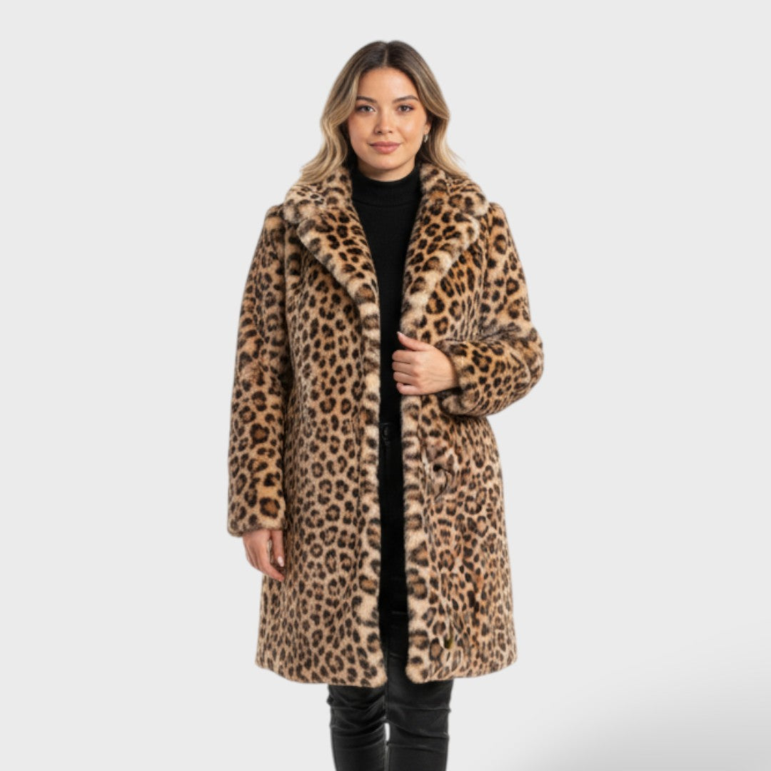 Manteau d'Hiver Élégant Léopard Femme