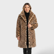 Manteau d'Hiver Élégant Léopard Femme