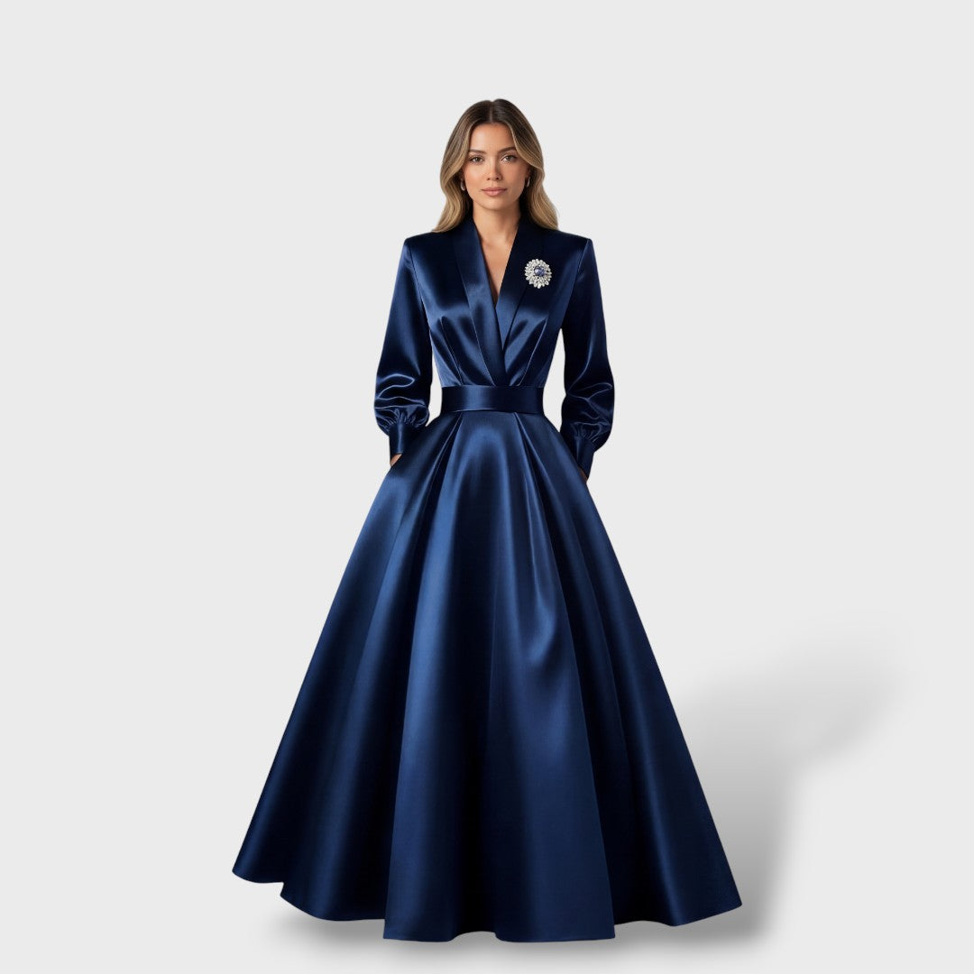 Robe Midi Élégante Décolleté V Femme