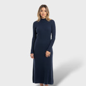 Robe en Laine Mérinos Col Montant Femme