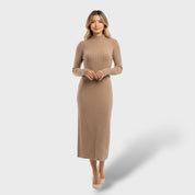 Robe en Laine Mérinos Col Montant Femme