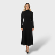 Robe en Laine Mérinos Col Montant Femme