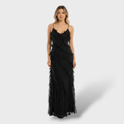 Robe Longue en Georgette avec Volants et Dos Nu