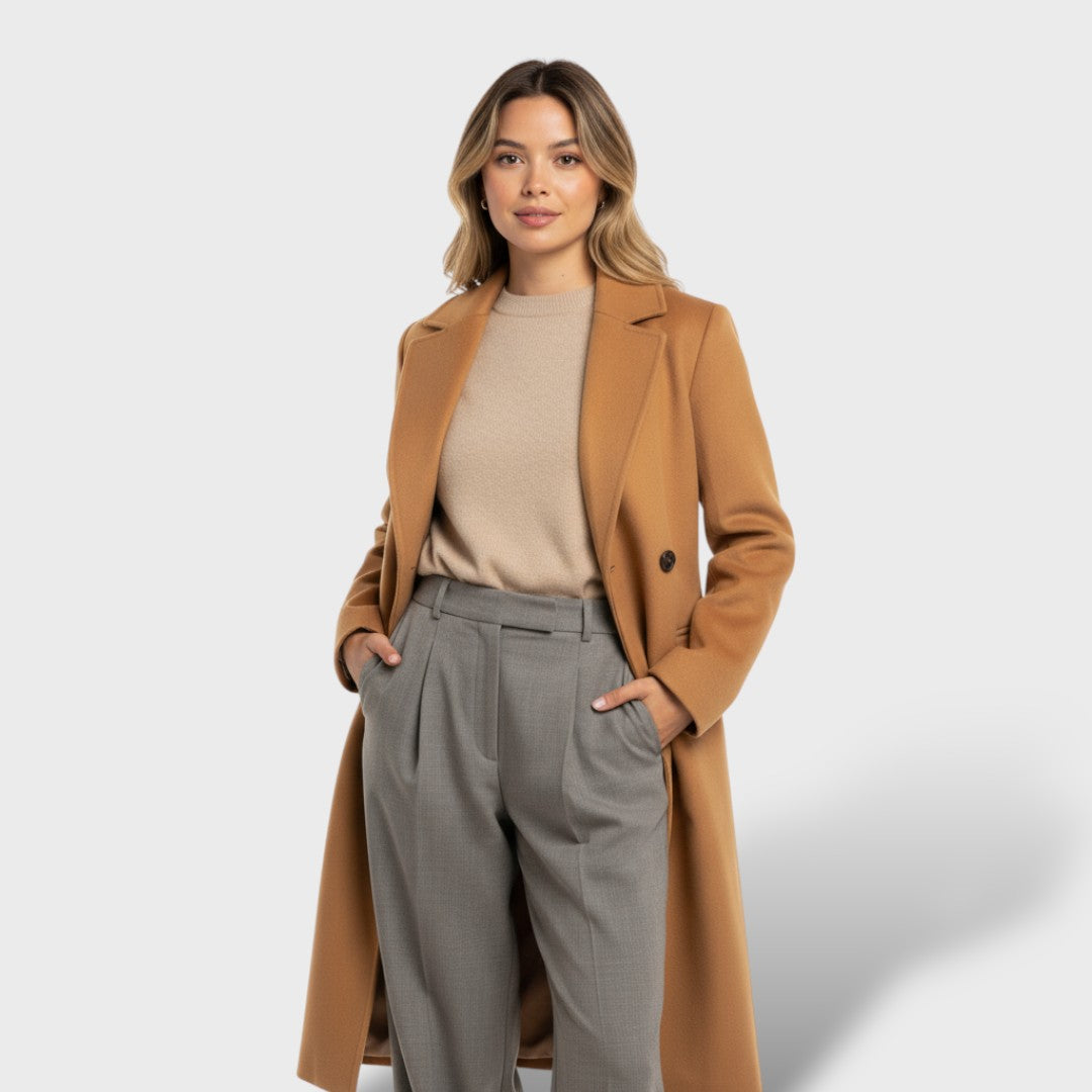 Manteau élégant en laine à double boutonnage