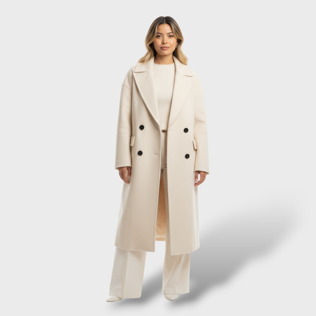 Manteau élégant en laine à double boutonnage