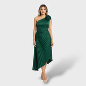 Robe Longue Asymétrique Plissée