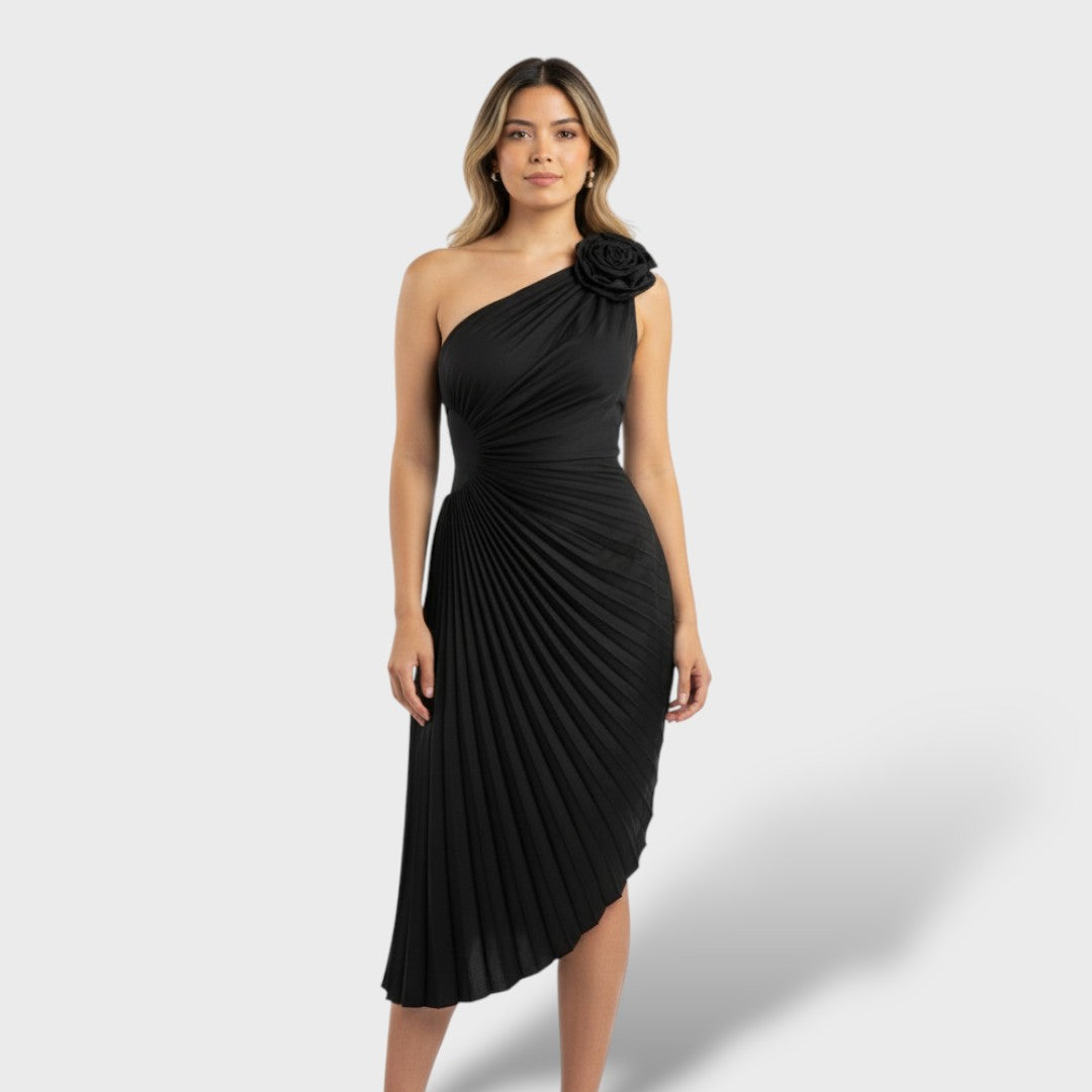 Robe Longue Asymétrique Plissée