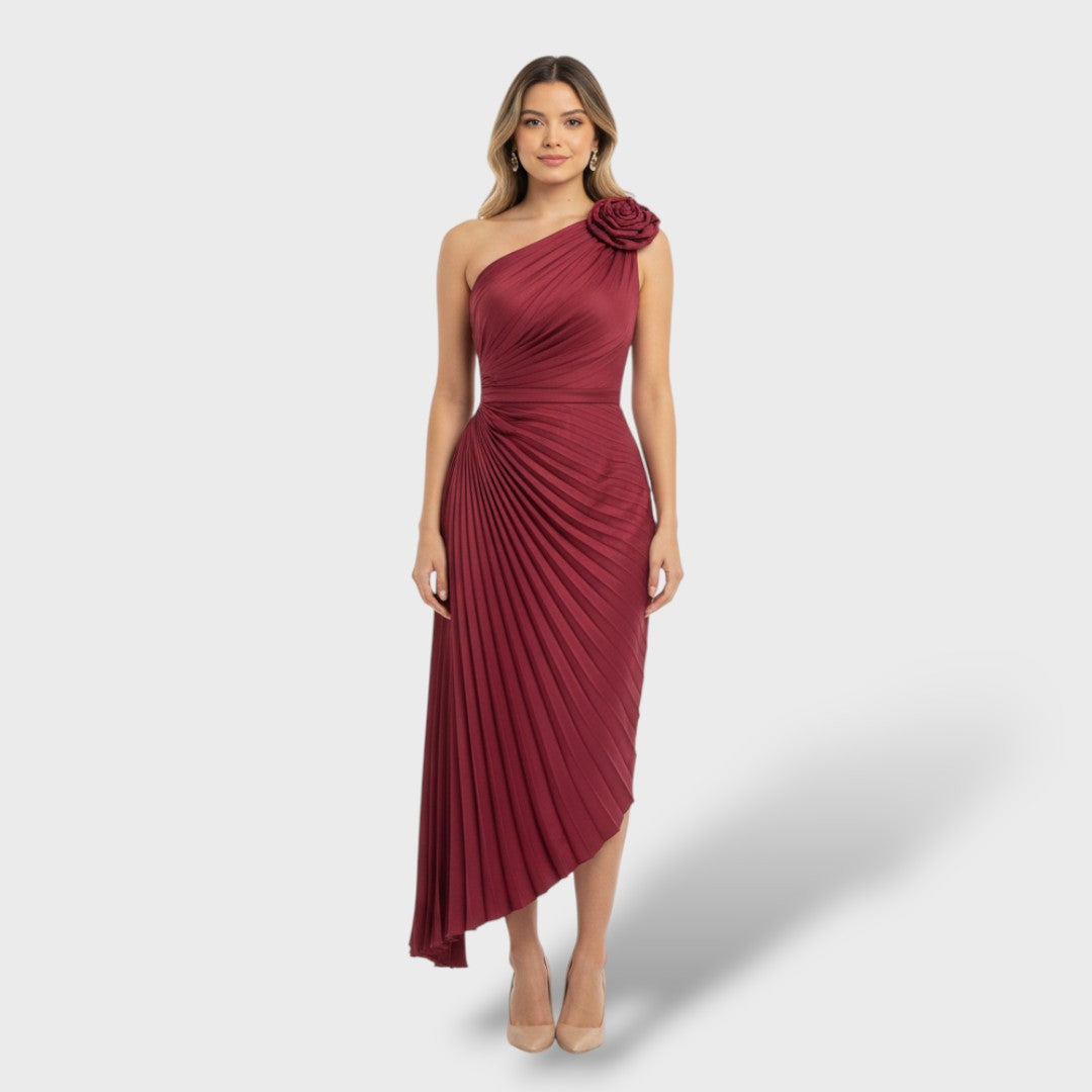 Robe Longue Asymétrique Plissée
