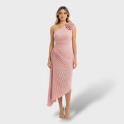 Robe Longue Asymétrique Plissée