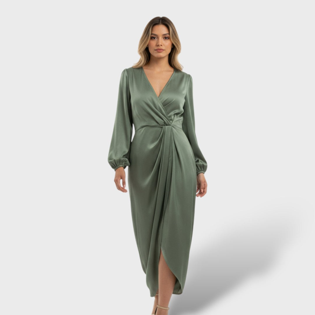 Robe formelle croisée à manches longues