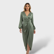 Robe formelle croisée à manches longues