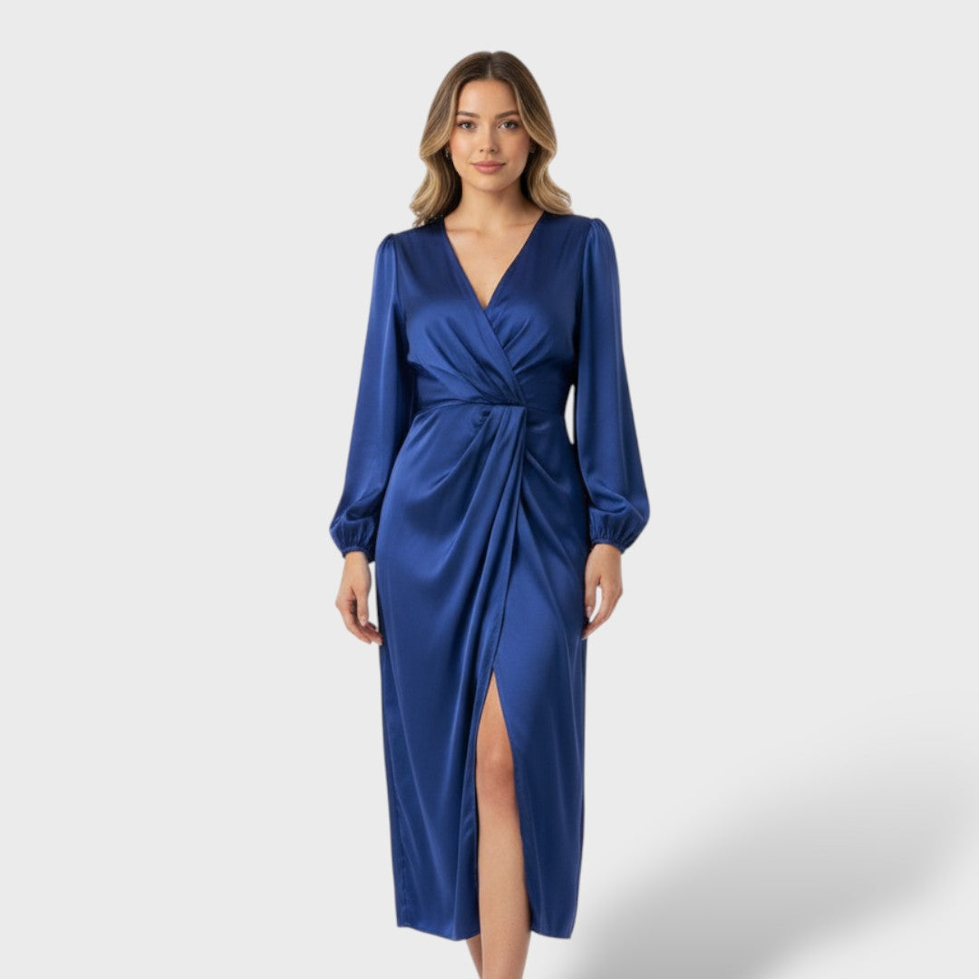 Robe formelle croisée à manches longues