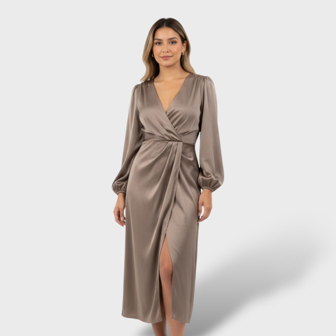 Robe formelle croisée à manches longues