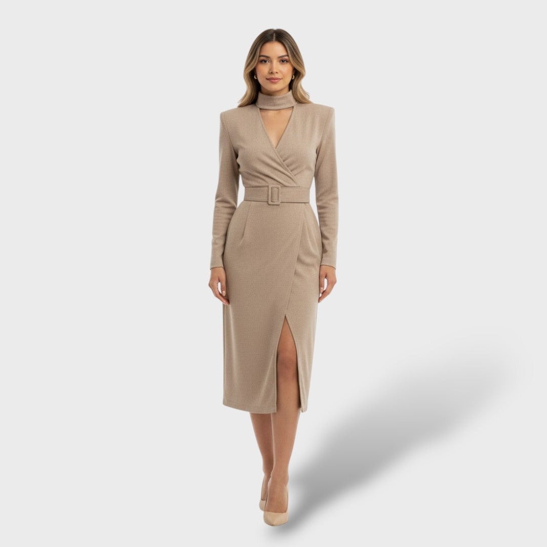 Robe élégante longue taille haute