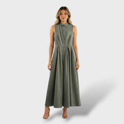 Robe midi élégante sans manches femme