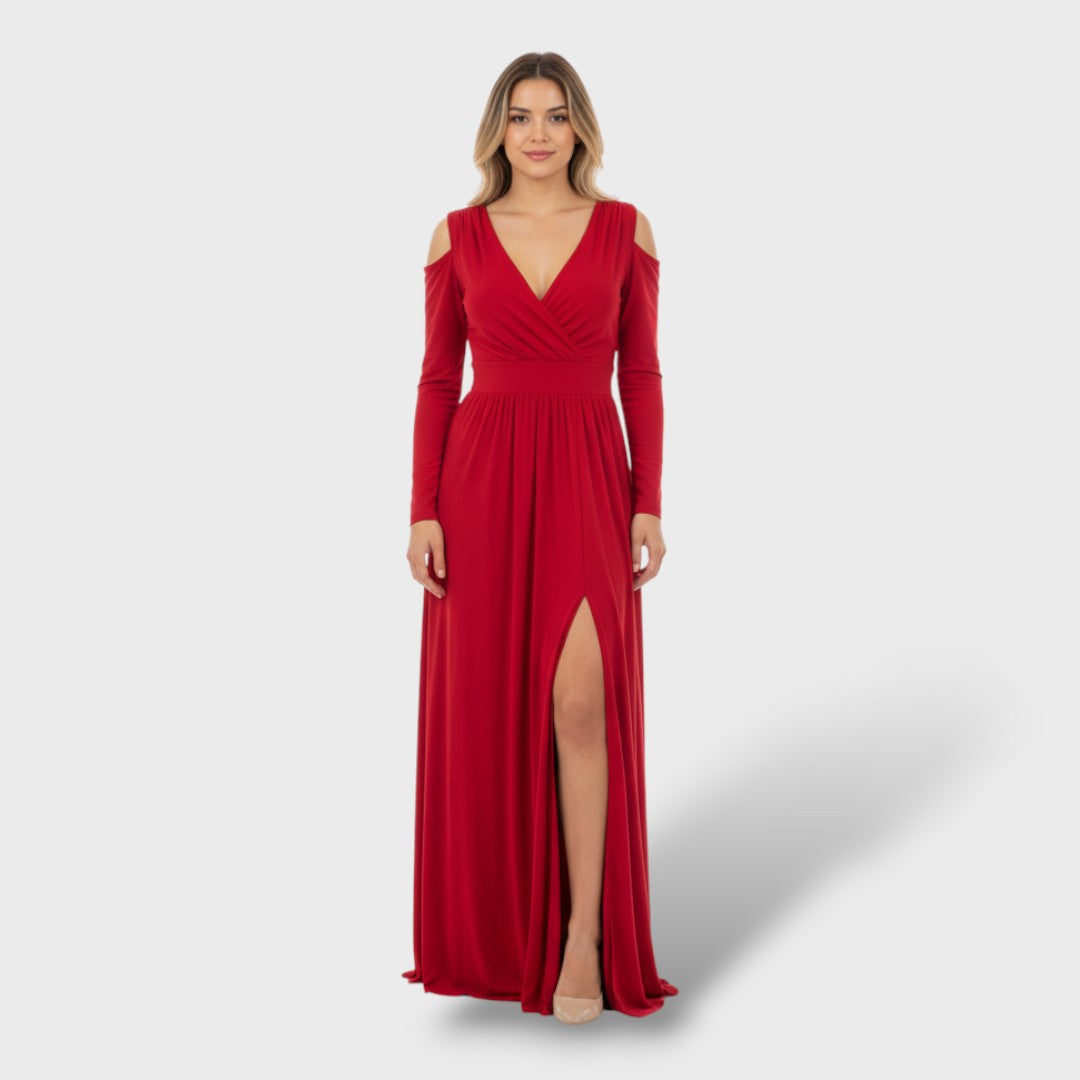 Robe Longue Élégante avec Fente Latérale