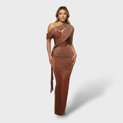Robe Longue Élégante Femme Asymétrique