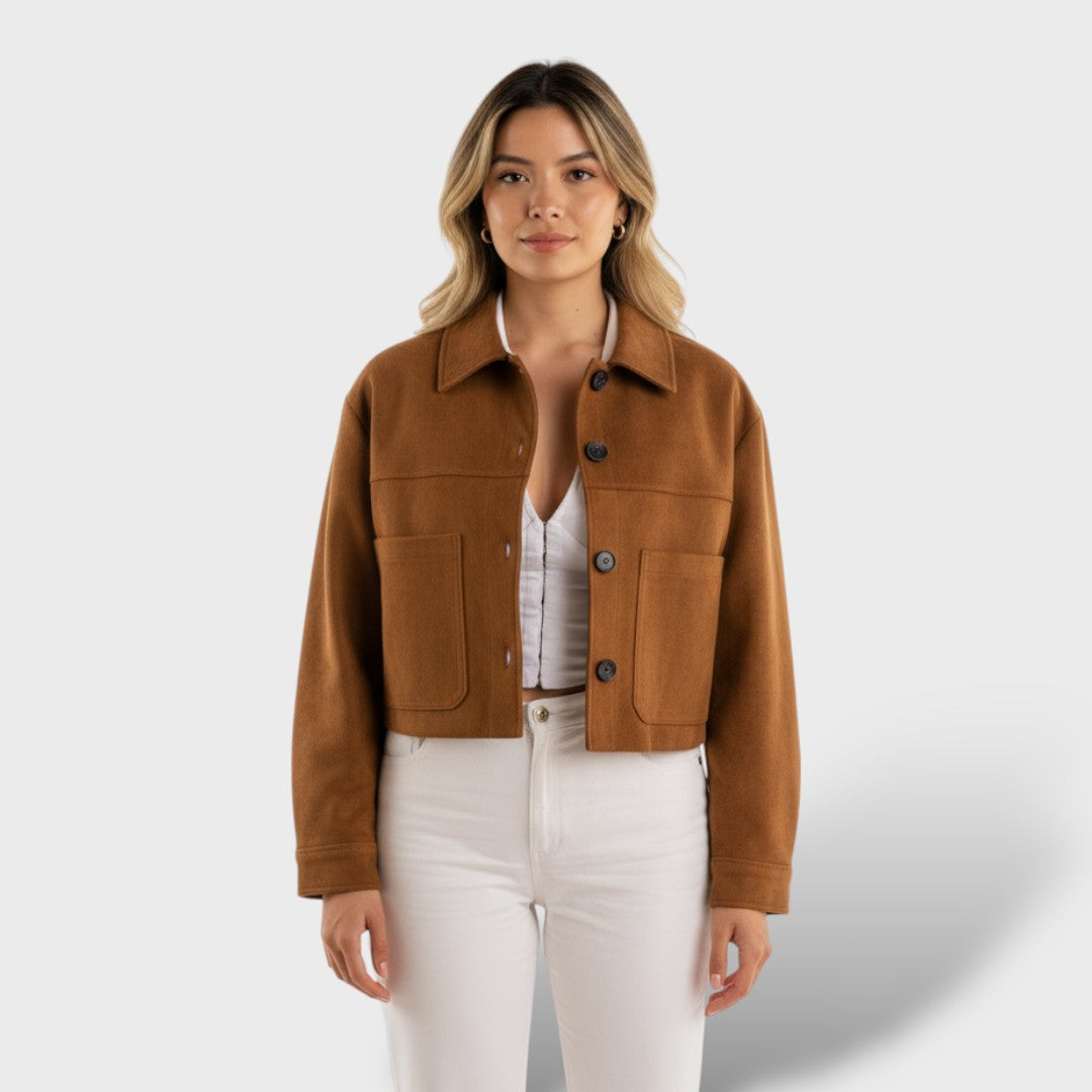 Veste Courte en Suédine avec Poches