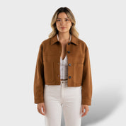 Veste Courte en Suédine avec Poches