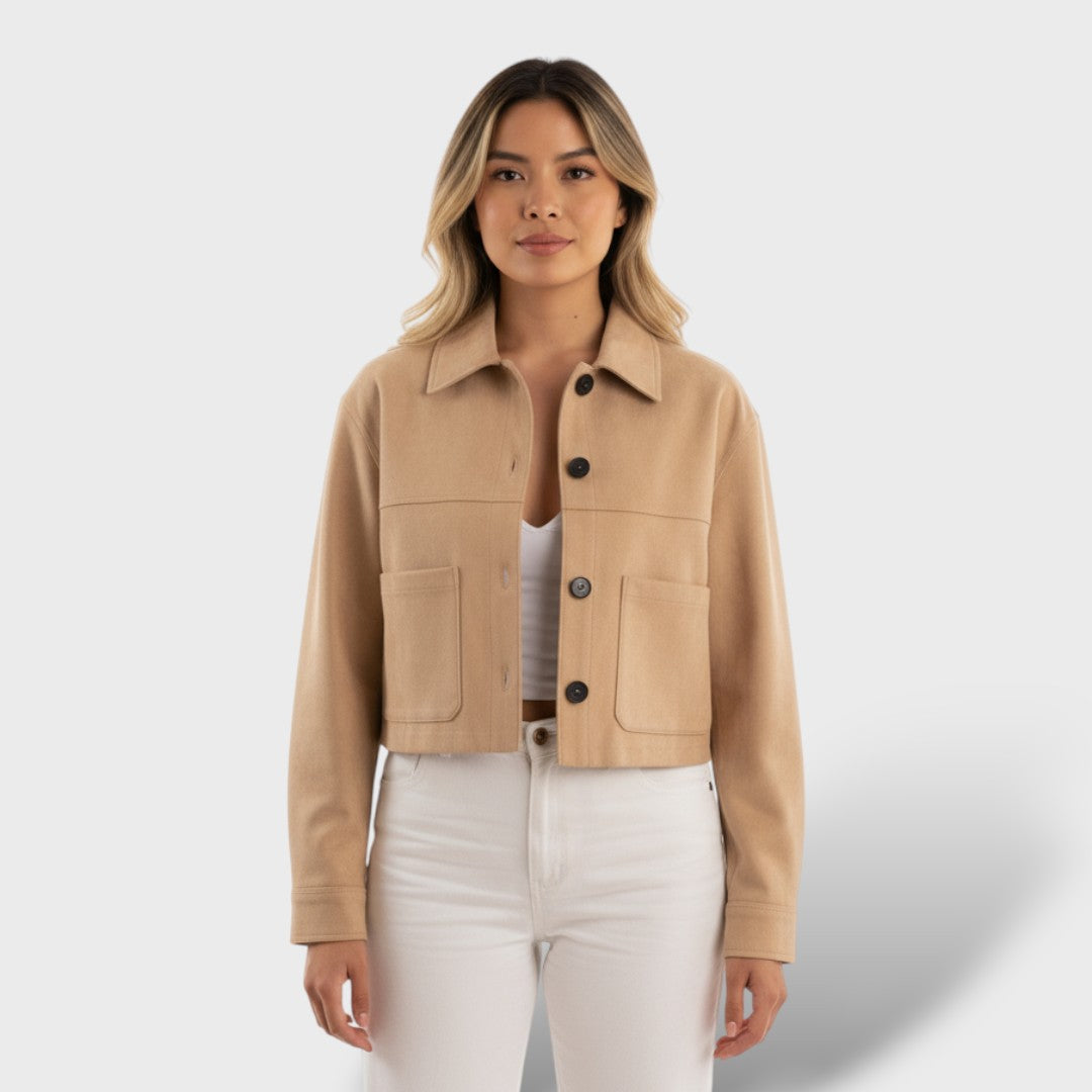 Veste Courte en Suédine avec Poches